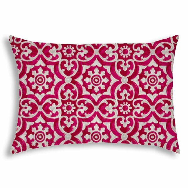 Homeroots Pink Medallion Indoor Outdoor Sewn Lumbar Pillow, Multi Color 416281